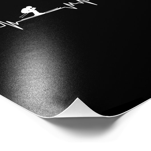 Skier Heartbeat Skiing Ski Snowboard Winter Sports Foto Afdruk (Hoek)