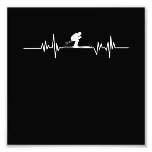 Skier Heartbeat Skiing Ski Snowboard Winter Sports Foto Afdruk (Voorkant)