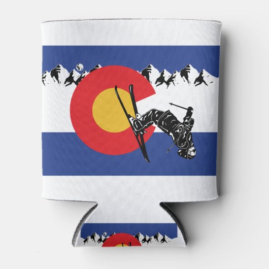 Skier-in-Colorado-vlag Blikjeskoeler (Voorkant)