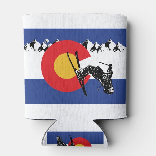 Skier-in-Colorado-vlag Blikjeskoeler (Achterkant)