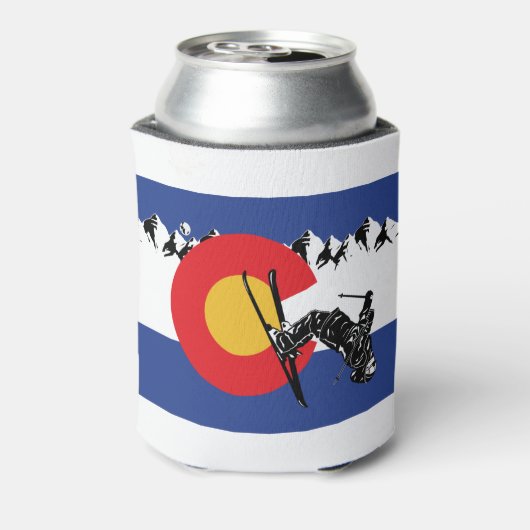 Skier-in-Colorado-vlag Blikjeskoeler (Blikje Achterkant)