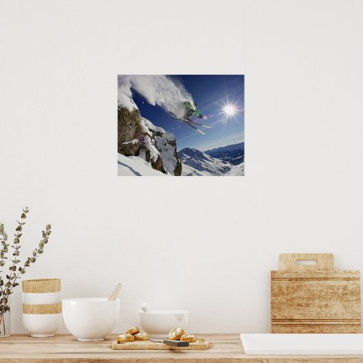 Skier in Midair Poster (Keuken)