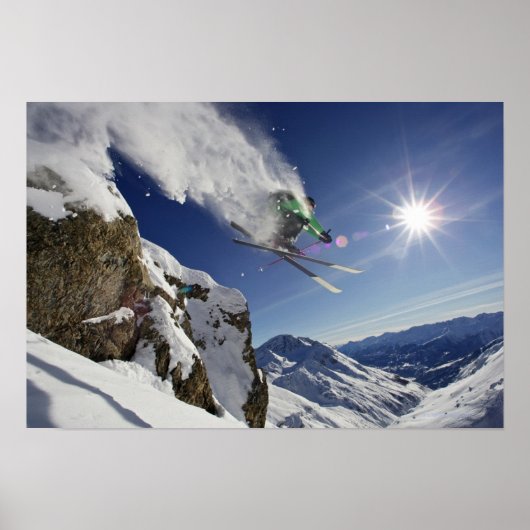 Skier in Midair Poster (Voorkant)