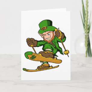 Skiër Leprechaun St. Patrick's Day Skien Kaart