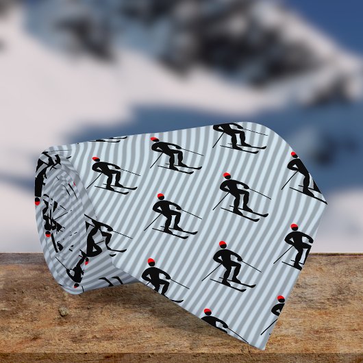 Skier - Mannelijke Ski Snowsport Thema - Striped N Stropdas