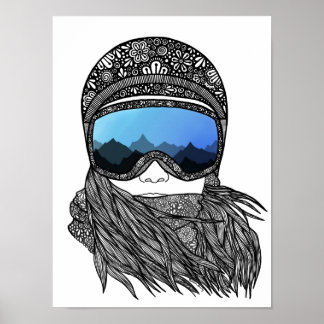 Skier-meisjesprinter Poster