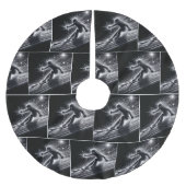 Skiër met Neon Light Trails Kerstboom Rok (Voorkant)