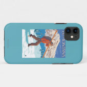 Skiër met sneeuwski's - Montana Case-Mate iPhone Case (Achterkant (horizontaal))