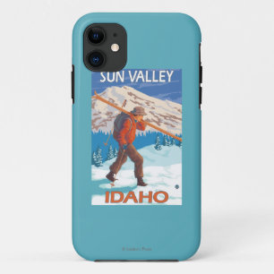 Skiër met sneeuwski's - Vintage Reis 2 iPhone 11 Hoesje