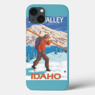 Skiër met sneeuwski's - Vintage Reis 2 iPhone 13 Hoesje