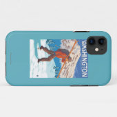 Skiër met sneeuwski's - Washington Case-Mate iPhone Case (Achterkant (horizontaal))