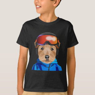 Skier Norfolk Terrier Snowboarding Dog T-shirt