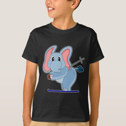 Skiër olifant Ski stokken T-shirt (Voorkant)