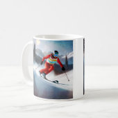 Skiër op de berg koffiemok (Voorkant links)