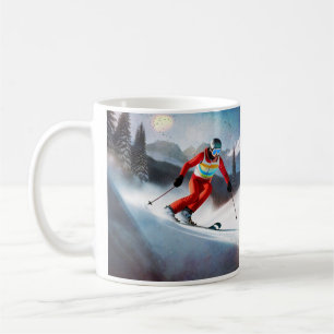 Skiër op de berg koffiemok