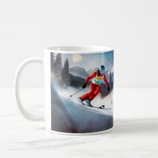 Skiër op de berg koffiemok (Links)