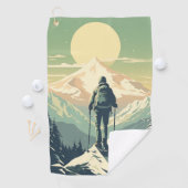 Skiër op de top van de berg golfhanddoek (Insitu)