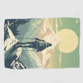 Skiër op de top van de berg golfhanddoek (Horizontaal)