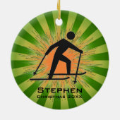 Skier-Ornament tussen landen Keramisch Ornament (Achterkant)