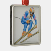 Skier Performance Jump Metalen Ornament (Rechts)