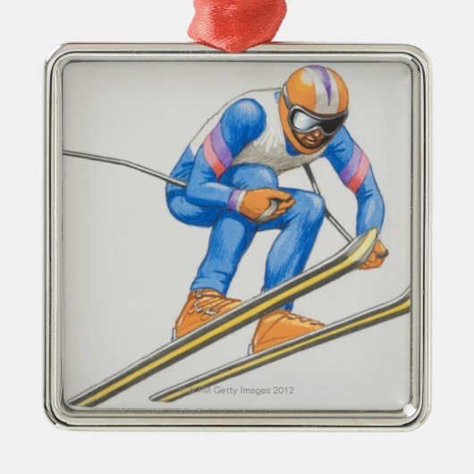 Skier Performance Jump Metalen Ornament (Voorkant)