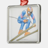 Skier Performance Jump Metalen Ornament (Links)