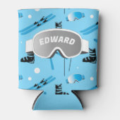 Skier Personalised Skiing Themed Blue Apres Ski Blikjeskoeler (Voorkant)