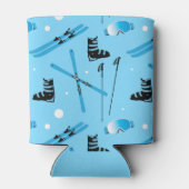 Skier Personalised Skiing Themed Blue Apres Ski Blikjeskoeler (Achterkant)