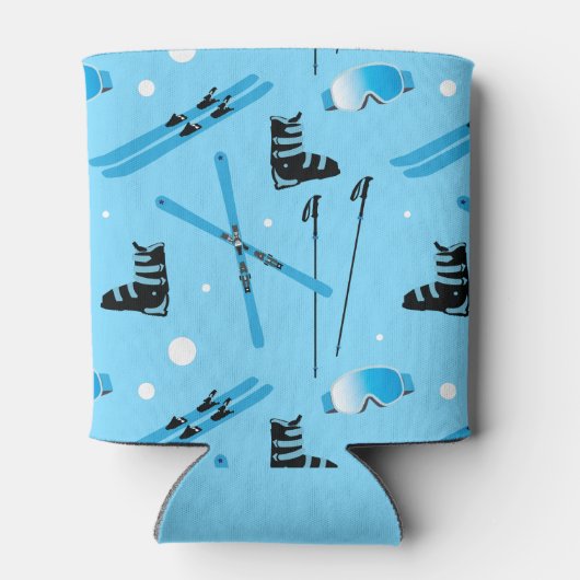 Skier Personalised Skiing Themed Blue Apres Ski Blikjeskoeler (Achterkant)