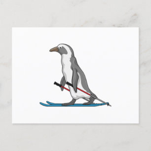 Skiër Pinguïn Ski Briefkaart
