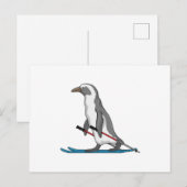 Skiër Pinguïn Ski Briefkaart (Voorkant / Achterkant)