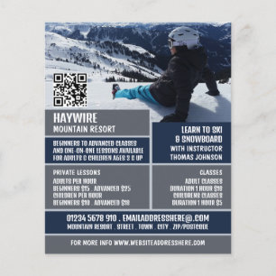 Skier Portrait, Ski/Snowboarding Lessen/klassen Flyer
