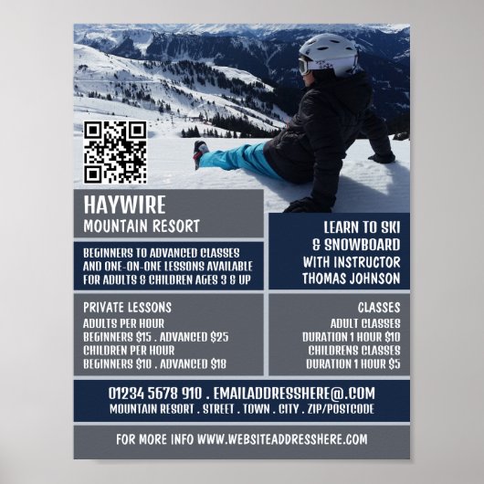 Skier Portrait, Ski/Snowboarding Lessen/klassen Poster (Voorkant)