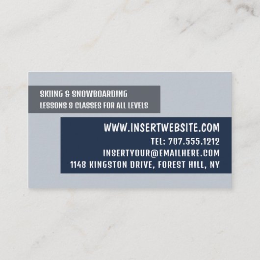 Skier Portrait, Skier & Snowboarder Instructor Visitekaartje (Achterkant)