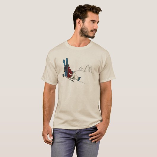 Skier relaxing op de berg t-shirt (Voorkant volledig)