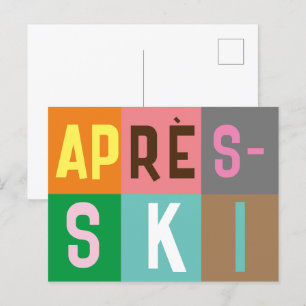 Skier Retro Après Ski Color Blocks Briefkaart