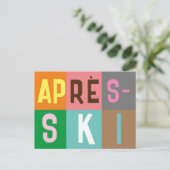Skier Retro Après Ski Color Blocks Briefkaart (Staand voorkant)