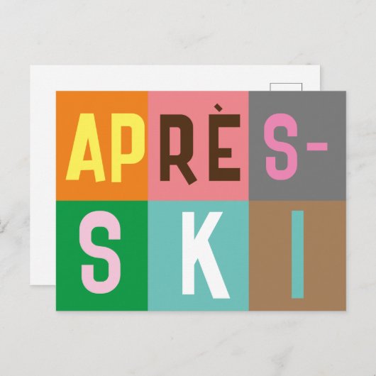 Skier Retro Après Ski Color Blocks Briefkaart (Voorkant / Achterkant)