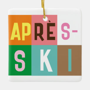 Skier Retro Après Ski Color Blocks Keramisch Ornament