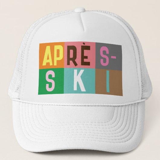 Skier Retro Après Ski Color Blocks Trucker Pet (Voorkant)
