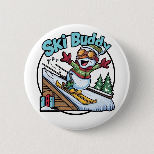 skiër ronde button 5,7 cm (Voorkant)