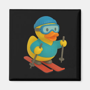 Skiër Rubber Eend Skiën Ski Eendje Eendjes  Magneet