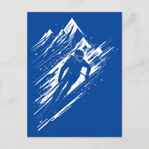 Skiër Silhouet Grafische Kunst Briefkaart