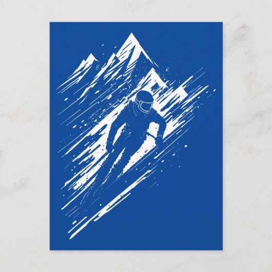 Skiër Silhouet Grafische Kunst Briefkaart (Voorkant)