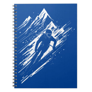 Skiër Silhouet Grafische Kunst Notitieboek
