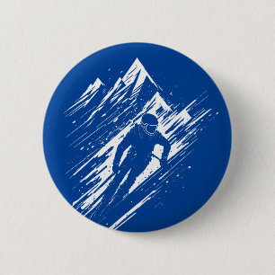 Skiër Silhouet Grafische Kunst Ronde Button 5,7 Cm