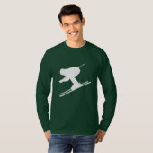 Skier Silhouette Mannen Basic Long-hoeve T-Shirt (Voorkant volledig)