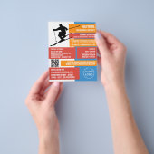 Skier Silhouette, Ski/Snowboarding Lessen/klassen Flyer (Hand)