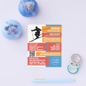 Skier Silhouette, Ski/Snowboarding Lessen/klassen Flyer (Enkel)