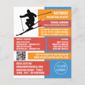 Skier Silhouette, Ski/Snowboarding Lessen/klassen Flyer (Voorkant)
